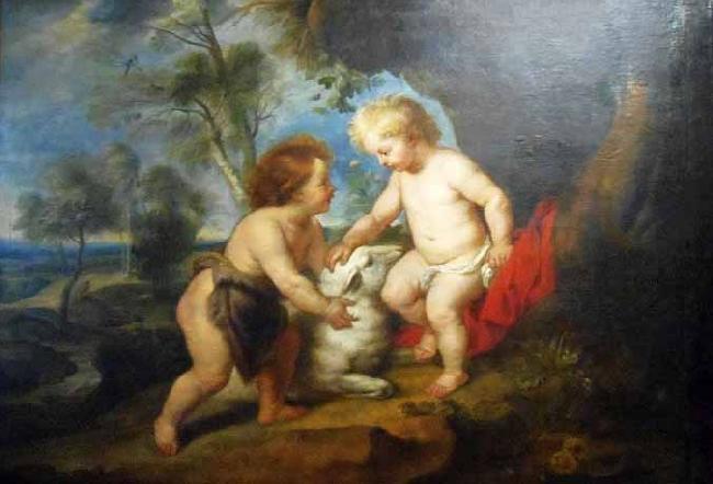 Peter Paul Rubens Infant Christ and St John the Babtist in a landscape Sweden oil painting art